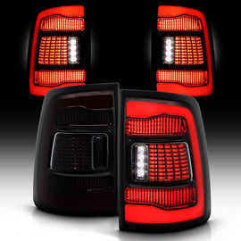 2009–2018 Dodge Ram 1500/2500/3500 LED Tail Lights with Start-up Animation, Sequential Turn Signal, Smoked Lens (Pair)