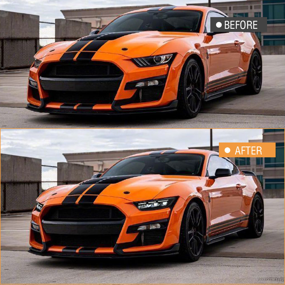 For 2015–2017 Ford Mustang LED Headlights – S650 Style Triple Beam Projector Lamps with DRL