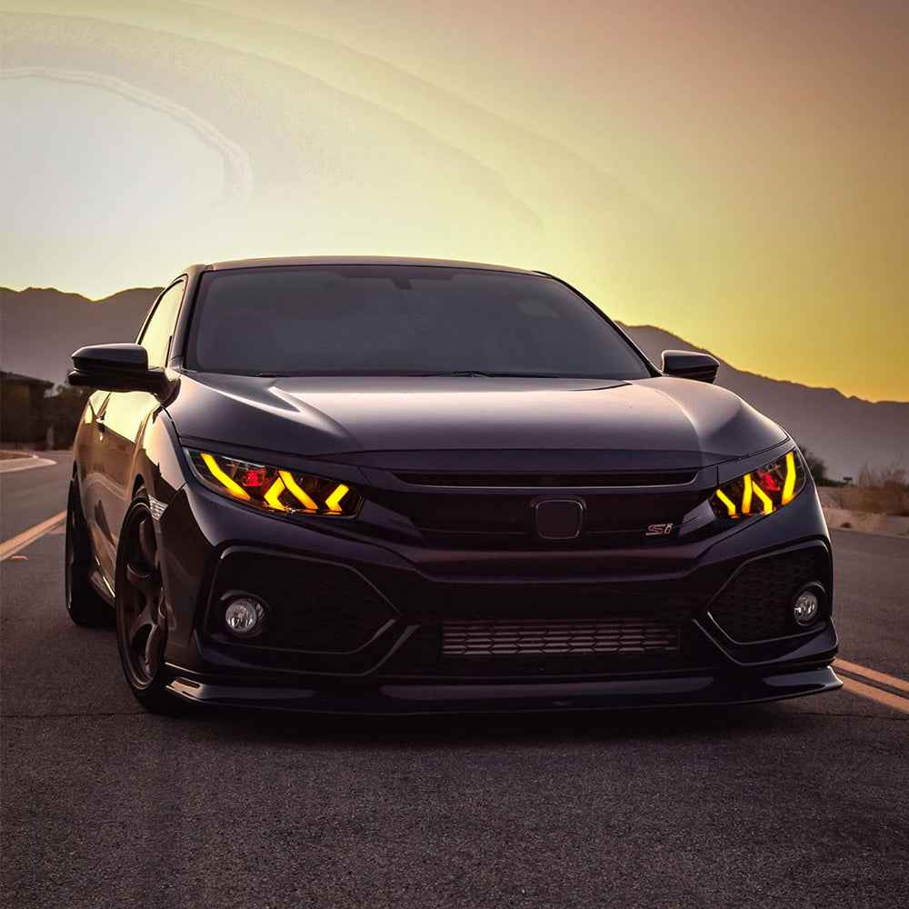 Demon Eye LED Headlights for 2016-2021 Honda Civic 10th Gen Projector Front Lamp Assembly (Pair)