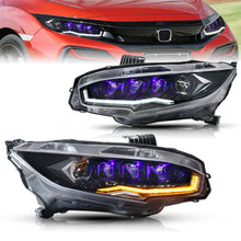 Load image into Gallery viewer, Diamond Lens Rotating LED headlights for Honda Civic 2016-2021 10th Gen Projector Front Lamp Assembly (Pair)