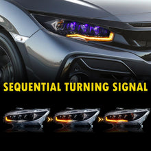 Load image into Gallery viewer, Diamond Lens Rotating LED headlights for Honda Civic 2016-2021 10th Gen Projector Front Lamp Assembly (Pair)