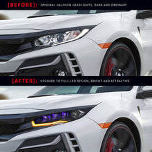 Load image into Gallery viewer, Diamond Lens Rotating LED headlights for Honda Civic 2016-2021 10th Gen Projector Front Lamp Assembly (Pair)