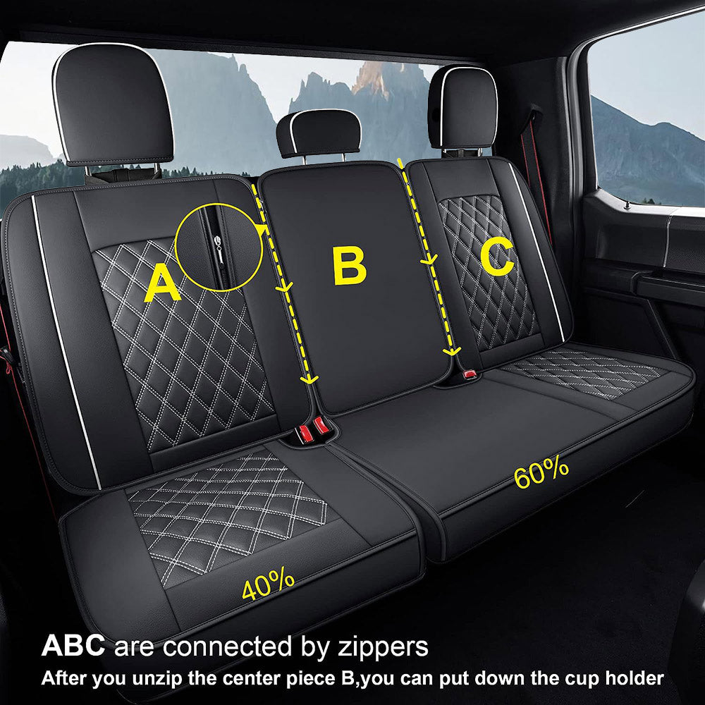 Custom Luxury Faux Leather Car Seat Cover Fits Ford F150 (2015-2023), F250, F350, F450(2017-2023)