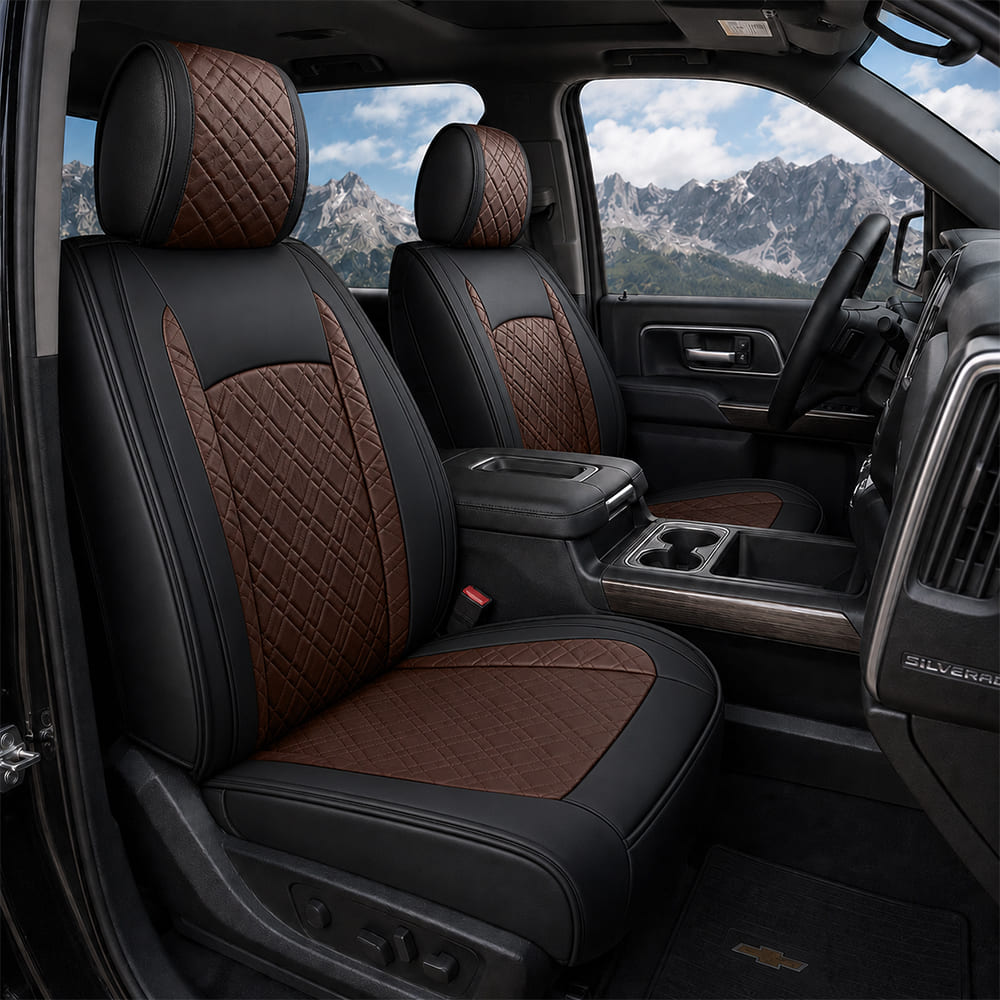 Custom Fit Leather Seat Covers for Chevy Silverado & GMC Sierra 1500 2500HD 3500HD (2007-2026) Full Set