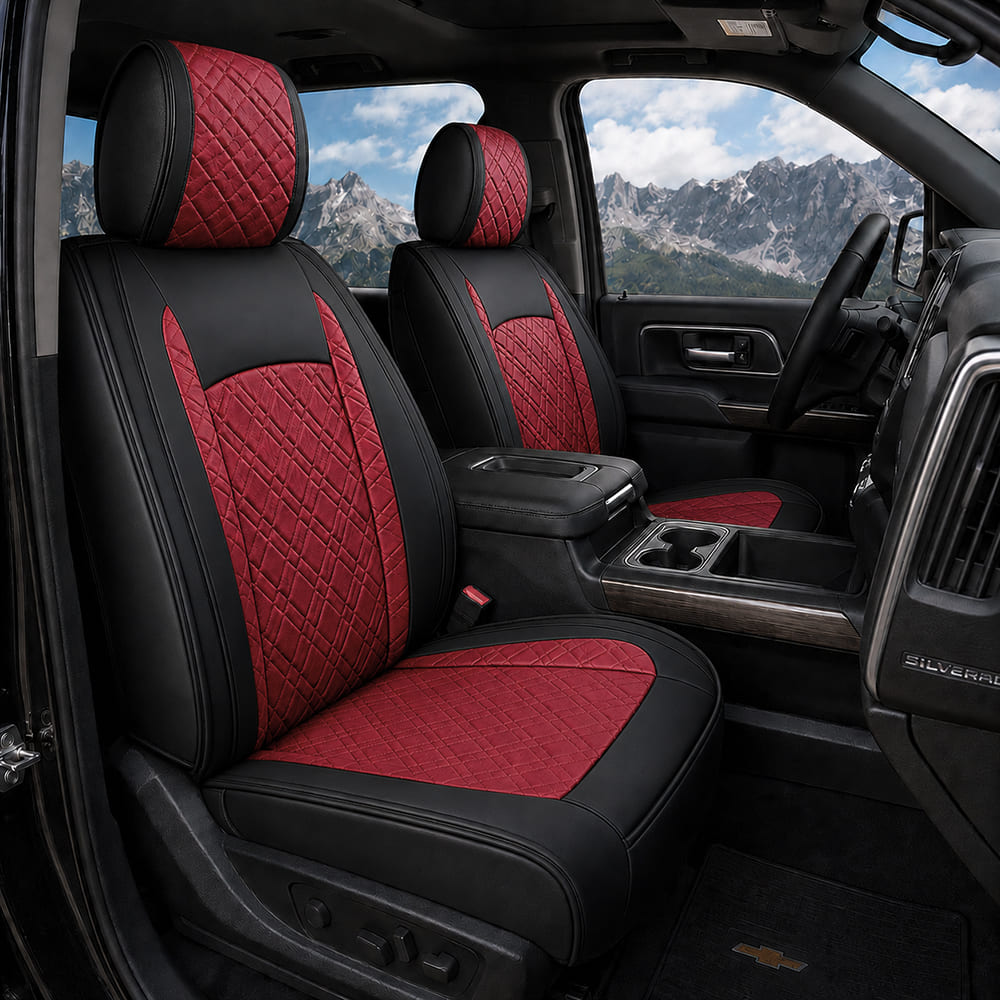 Custom Fit Leather Seat Covers for Chevy Silverado & GMC Sierra 1500 2500HD 3500HD (2007-2026) Full Set