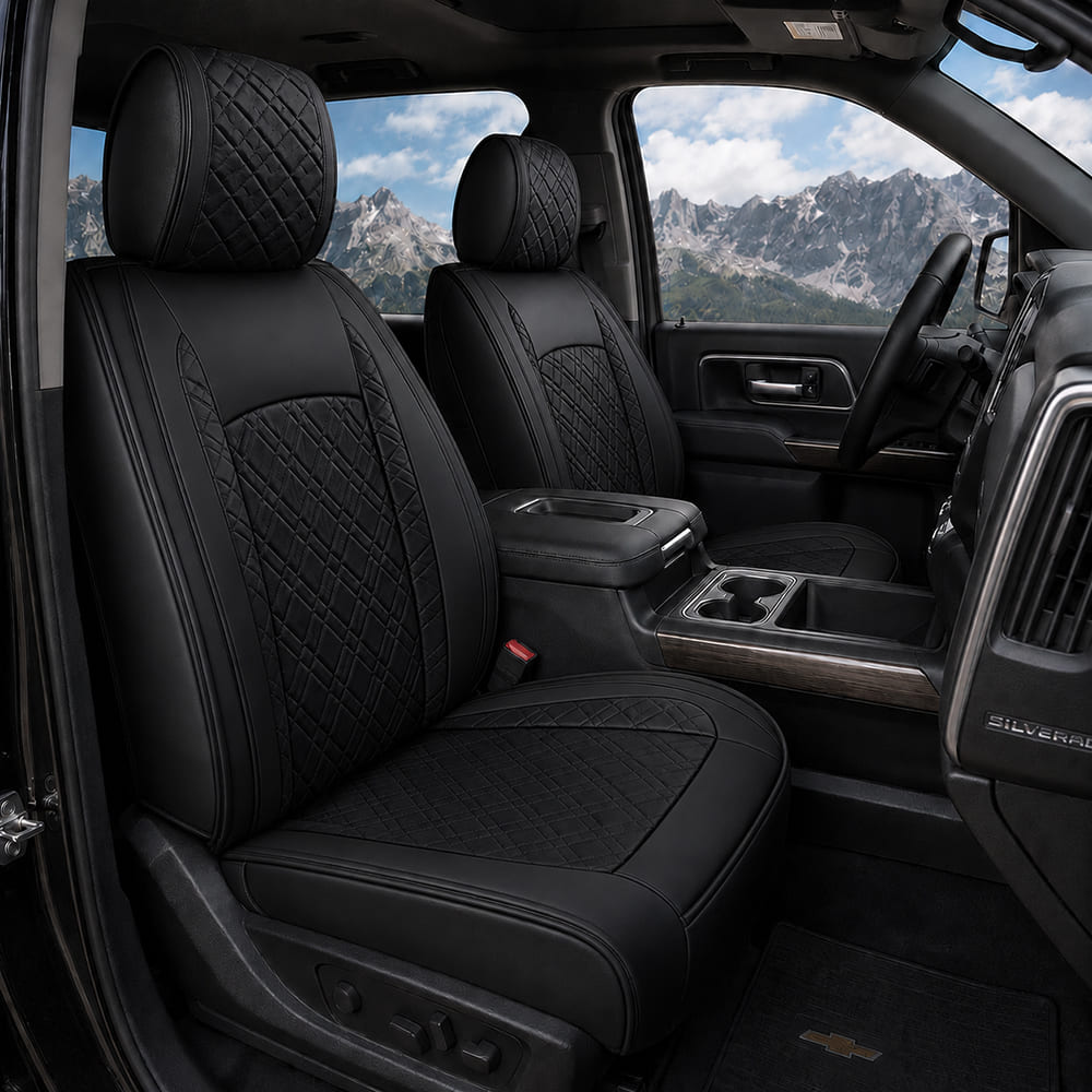 Custom Fit Leather Seat Covers for Chevy Silverado & GMC Sierra 1500 2500HD 3500HD (2007-2026) Full Set