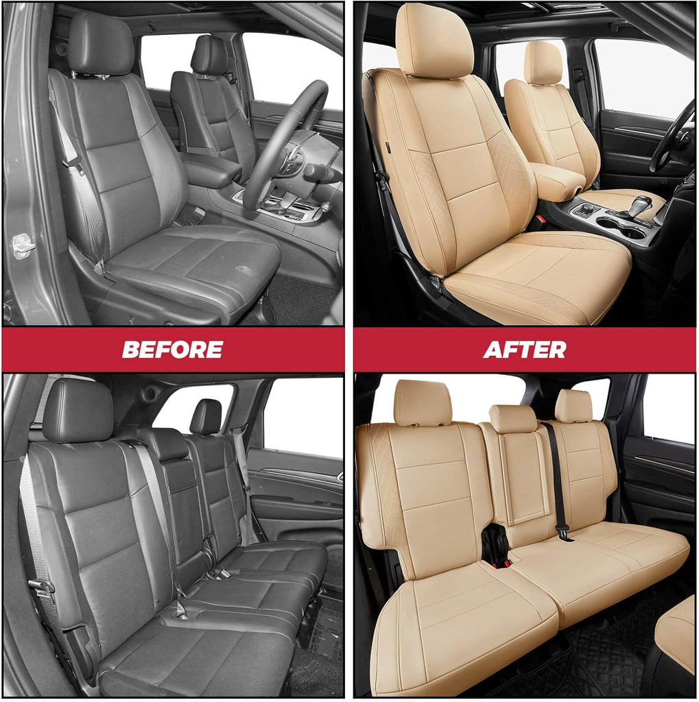 Jeep Grand Cherokee (2011–2021) Luxury Leather Seat Covers – Custom Fit Waterproof Full Set