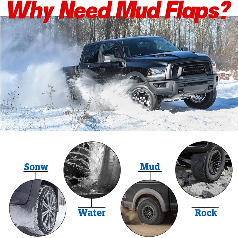 Amancarport® Mud Flaps for 2010-2024 Dodge Ram 1500/2500/3500, 4PCS Front & Rear Splash Guards