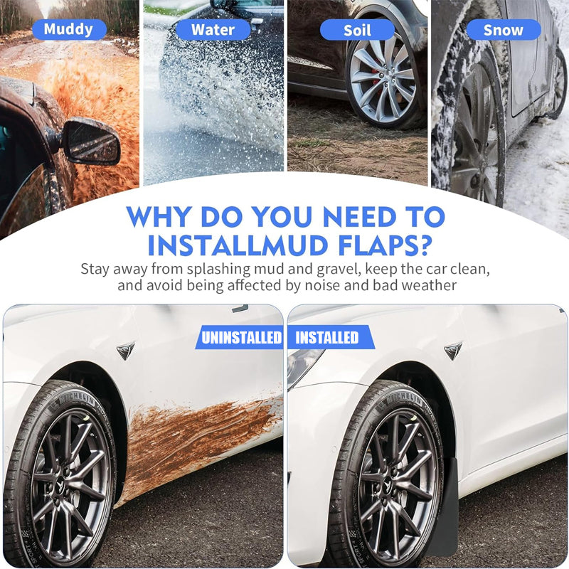 Amancarport® Mud Flaps for Tesla Model Y 2021-2025 - Front and Rear Splash Guards Mud Flaps, 4PCS Fender Flares Set