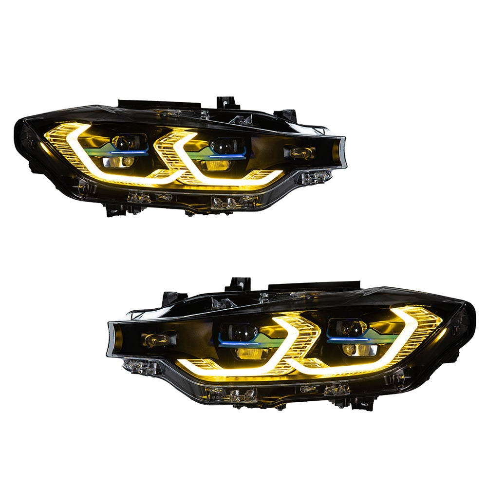 For BMW 3 Series F30 (2013–2018) Laser LED Headlights with Switchable Yellow/White DRL