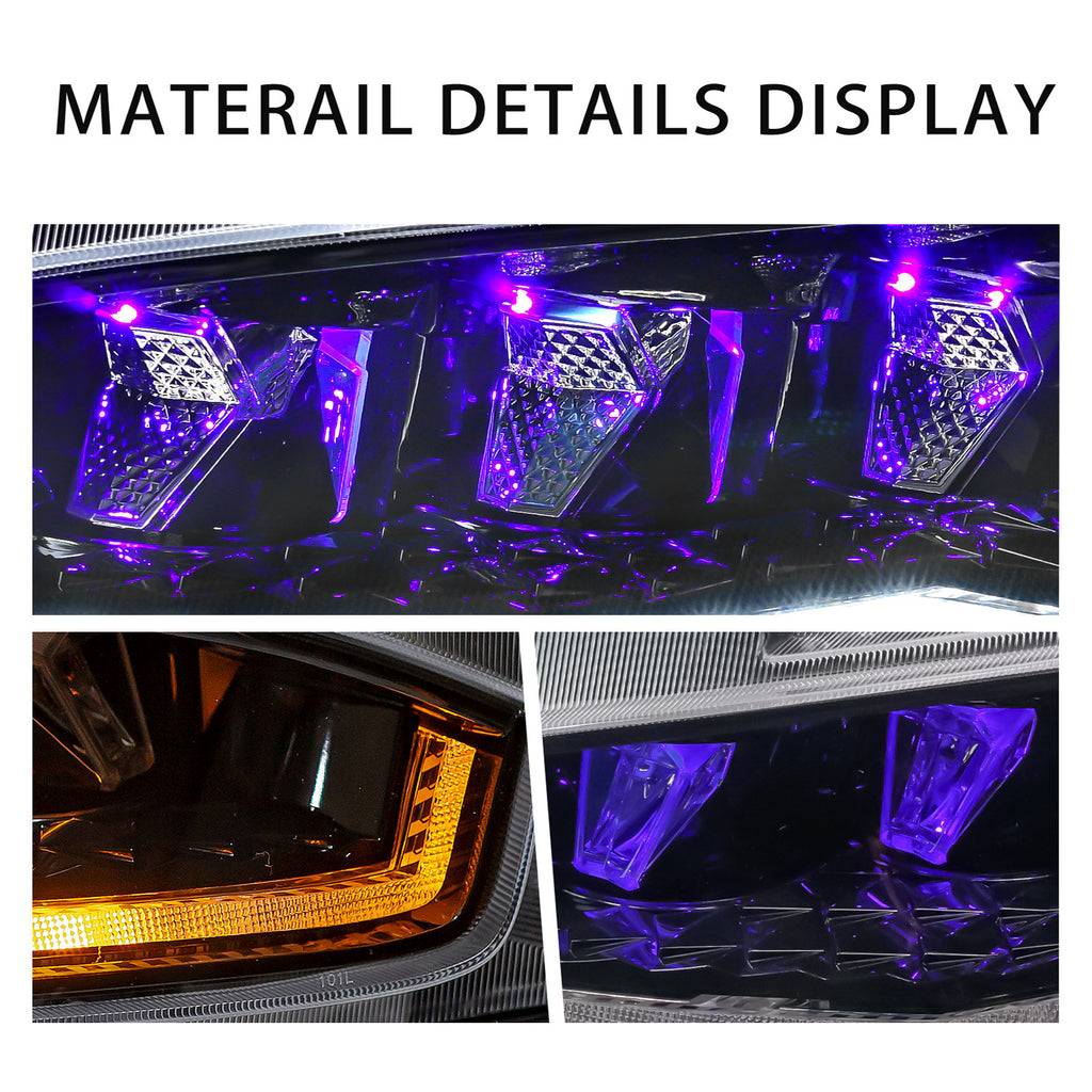 Diamond Lens Rotating LED headlights for Honda Civic 2016-2021 10th Gen Projector Front Lamp Assembly (Pair)