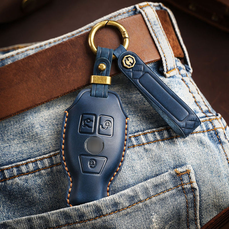 Genuine Leather Key Fob Cover for Mercedes-Benz