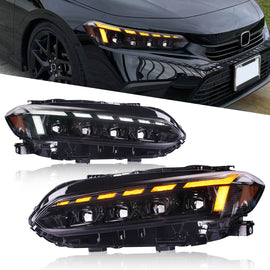 For 2022–2025 Honda Civic LED Headlights – 11th Gen Projector Front Lamp Assembly (Pair)