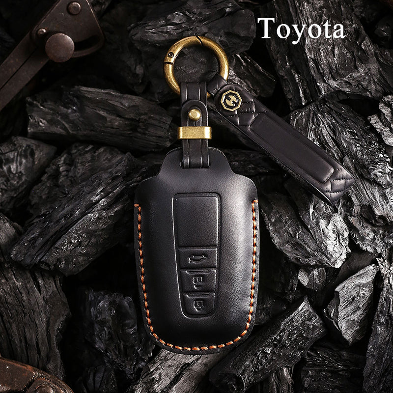 Genuine Leather Key Fob Cover for Toyota