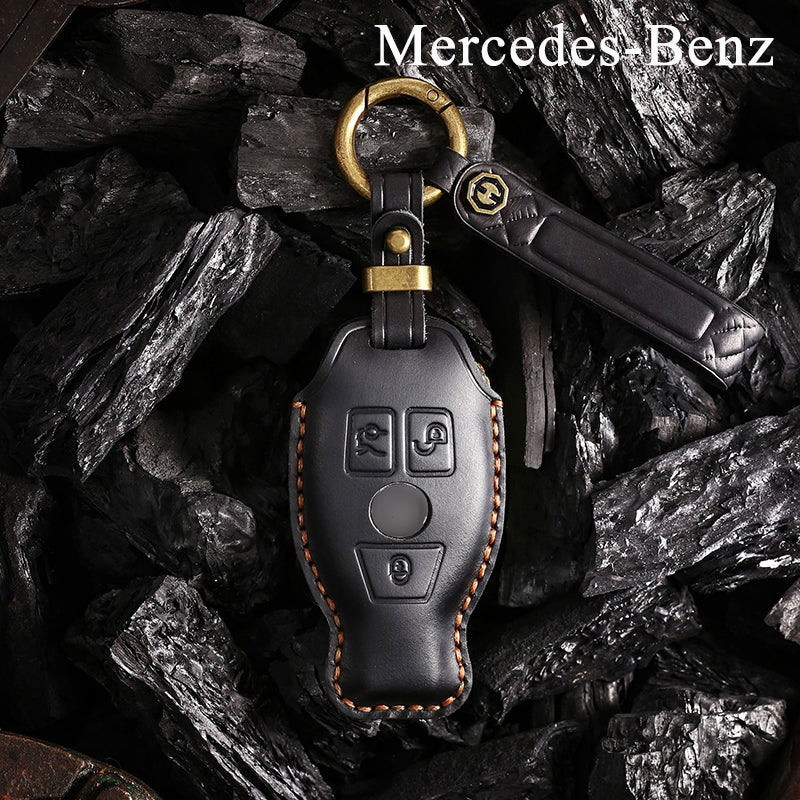 Genuine Leather Key Fob Cover for Mercedes-Benz