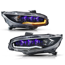 Load image into Gallery viewer, Diamond Lens Rotating LED headlights for Honda Civic 2016-2021 10th Gen Projector Front Lamp Assembly (Pair)