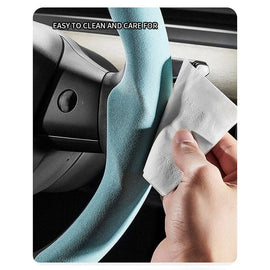 For Tesla Model 3/Highland Model Y/Juniper Suede Steering Wheel Cover (2 Pcs/Set)