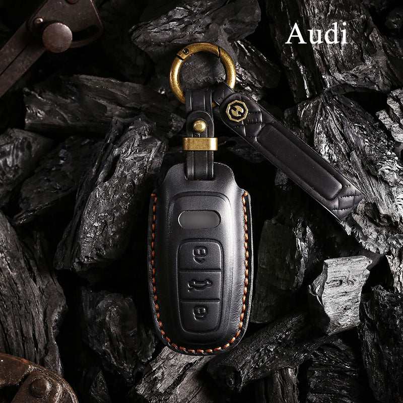 Genuine Leather Key Fob Cover for Audi