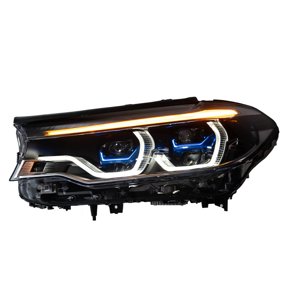 Yellow+White DRL LED Headlights for BMW 5 Series G30 (2018–2020) – Full Headlight Assembly