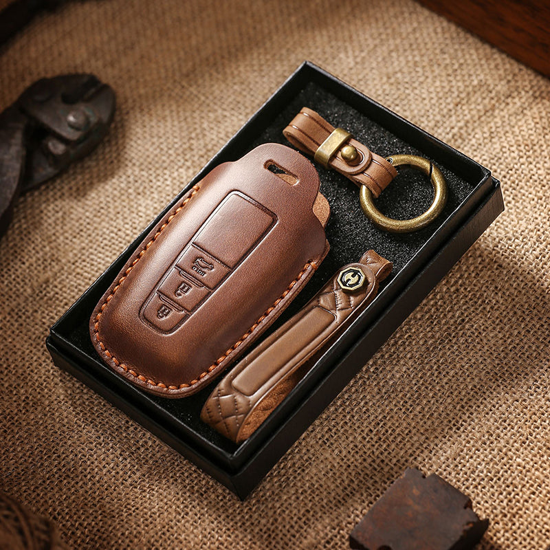 Genuine Leather Key Fob Cover for Toyota