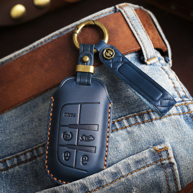 Genuine Leather Key Fob Cover for Jeep