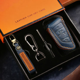 Genuine Leather Key Fob Cover for BMW 1 3 4 5 7 Series X1 X3 X4 X5 X6 X7 330i 530i 540i 730i Smart Key Case Holder Accessories