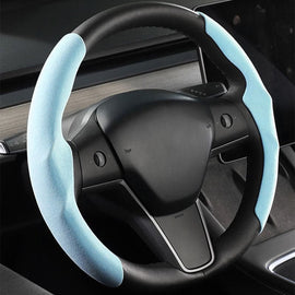For Tesla Model 3/Highland Model Y/Juniper Suede Steering Wheel Cover (2 Pcs/Set)