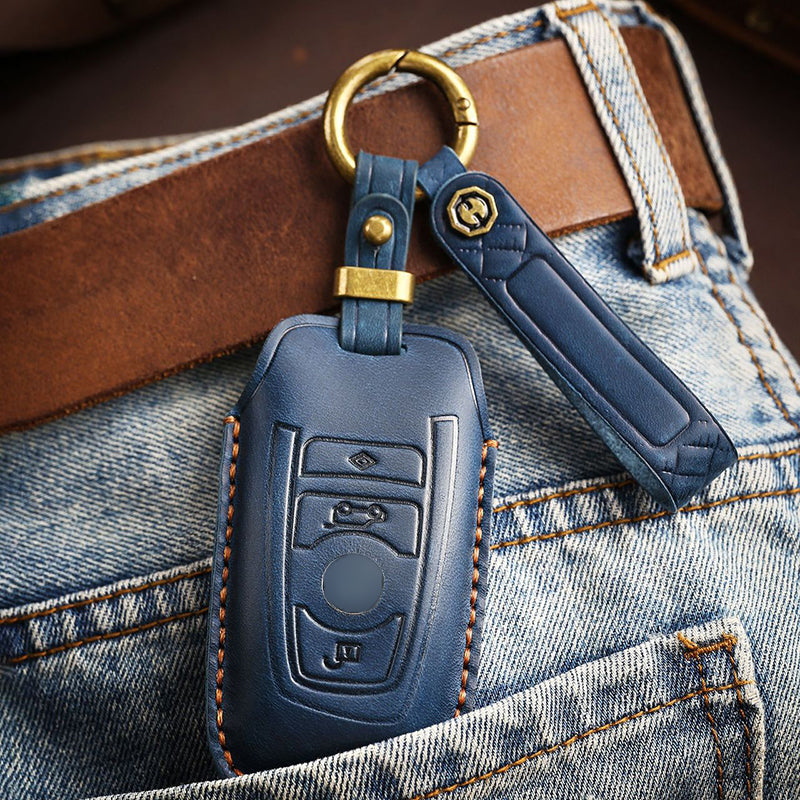 Genuine Leather Key Fob Cover for BMW