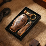 Mercedes-Benz Leather Key Fob Cover with Keychain – Full Protection for AMG, C, E, M, S, CLS, CLA, GLK, GLA, GLC, GLE Smart Key