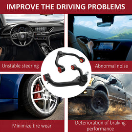 Front Upper Control Arms for Dodge RAM 1500 2006–2022 2WD 4WD 2 to 4 Inch Lift Adjustable with Ball Joint