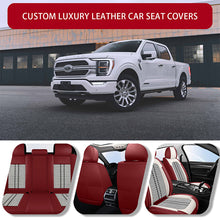 Load image into Gallery viewer, Amancarport Universal Leather Car Seat Covers Full Set - Breathable Leather and Ice Silk Front and Rear Seat Covers