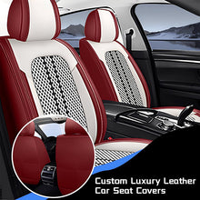 Load image into Gallery viewer, Amancarport Universal Leather Car Seat Covers Full Set - Breathable Leather and Ice Silk Front and Rear Seat Covers