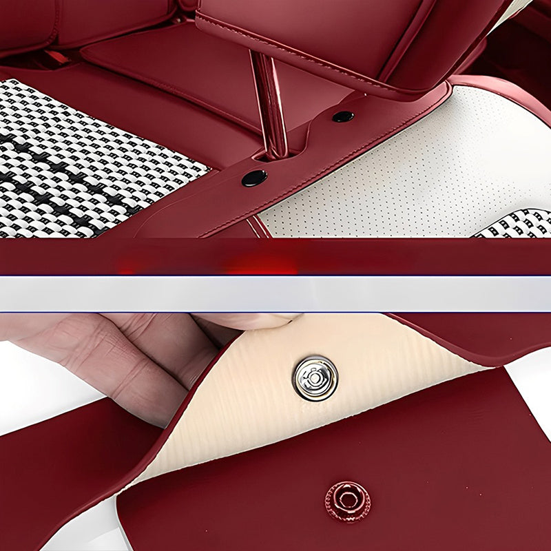 Amancarport Universal Leather Car Seat Covers Full Set - Breathable Leather and Ice Silk Front and Rear Seat Covers