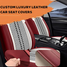 Load image into Gallery viewer, Amancarport Universal Leather Car Seat Covers Full Set - Breathable Leather and Ice Silk Front and Rear Seat Covers