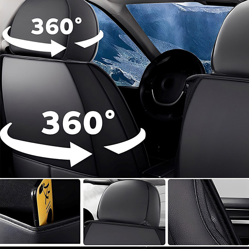 Full Set Car Seat Covers, Universal Leather Waterproof 5-Seat Protector – Front & Back Coverage for Most Sedans, SUVs & Trucks
