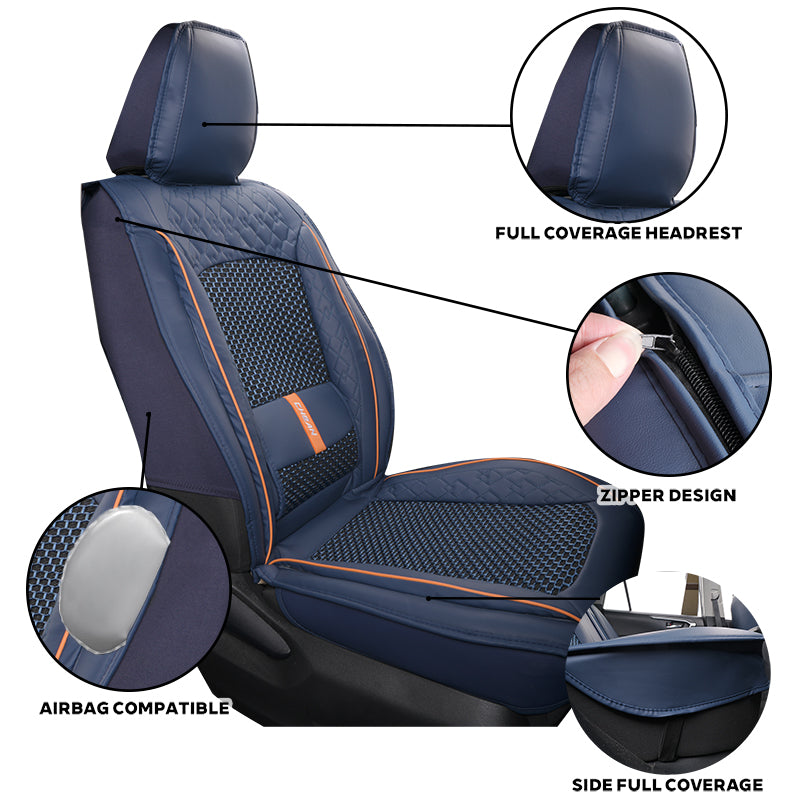 Amancarport® Luxury 3D Car Seat Covers – 5-Piece Waterproof Faux Leather & Ice Silk, Universal Fit for Sedans, SUVs & Trucks