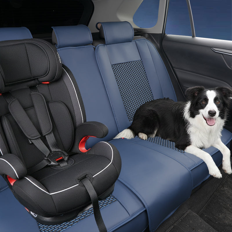 Amancarport® Luxury 3D Car Seat Covers – 5-Piece Waterproof Faux Leather & Ice Silk, Universal Fit for Sedans, SUVs & Trucks