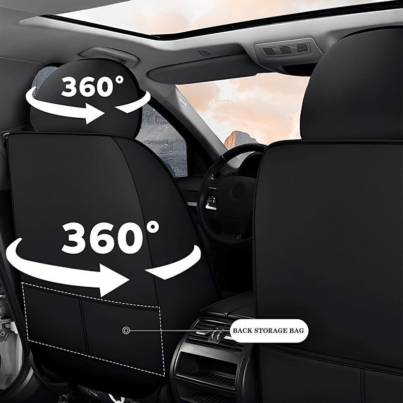 AmanCarport Universal Car Seat Covers 5-Piece Full Set – Premium Faux Leather & Ice Silk, Waterproof & Airbag Compatible