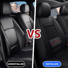 Load image into Gallery viewer, AmanCarport Universal Car Seat Covers 5-Piece Full Set – Premium Faux Leather &amp; Ice Silk, Waterproof &amp; Airbag Compatible