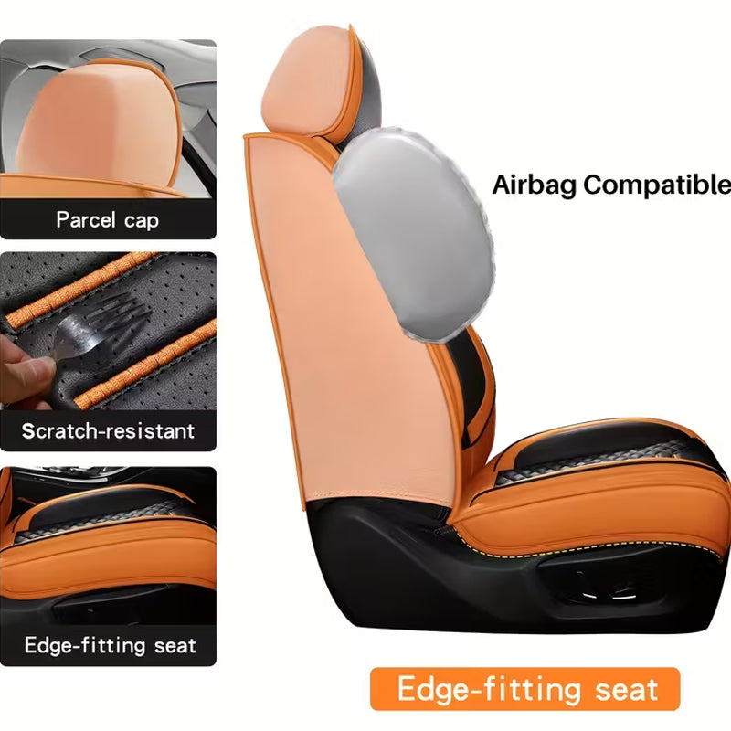 Universal Fit 5-Seat Car Seat Covers – Breathable Faux Leather Full Set for Cars, SUVs & Trucks