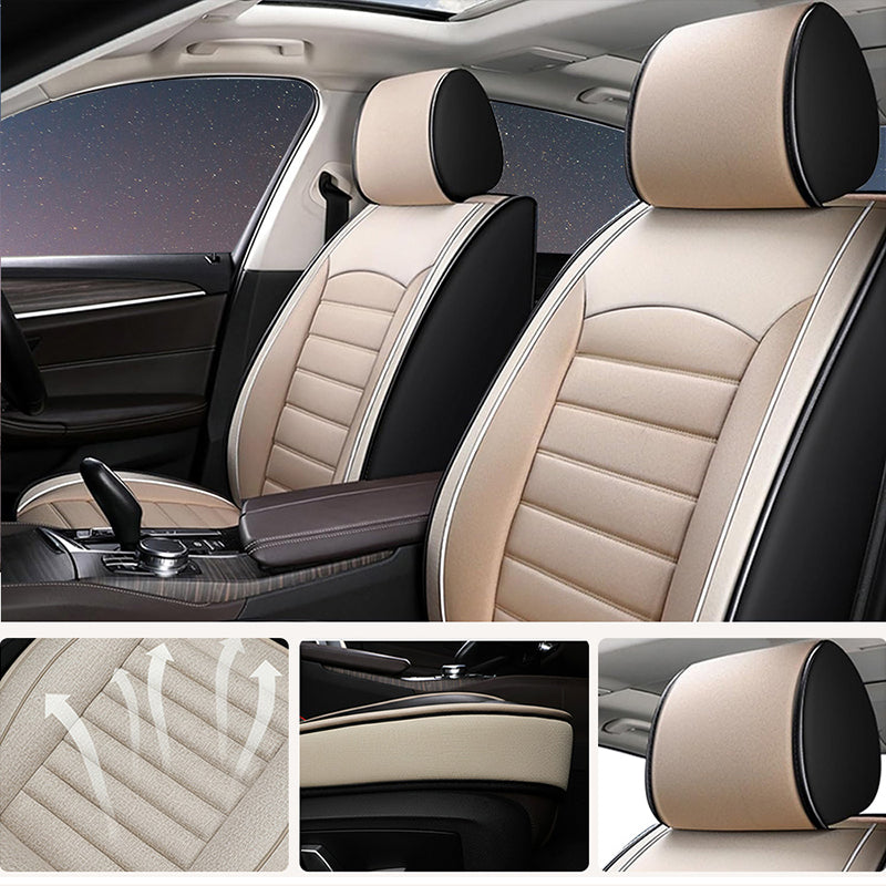 Breathable Linen Car Seat Covers – Universal 5-Seat Full Set for Cars, Trucks & SUVs