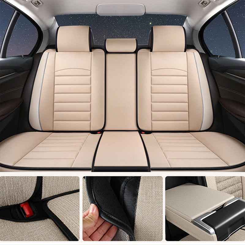 Breathable Linen Car Seat Covers – Universal 5-Seat Full Set for Cars, Trucks & SUVs