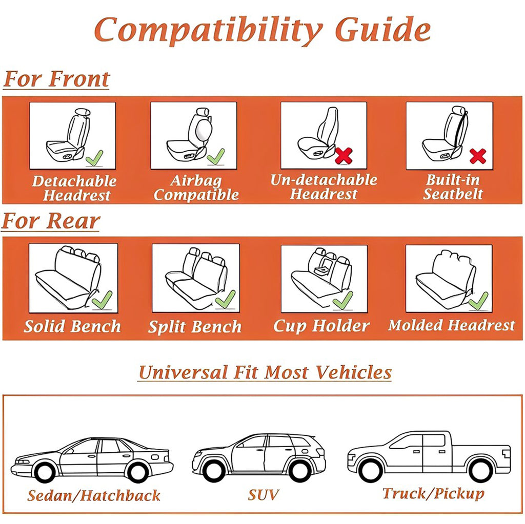 Universal Faux Leather Car Seat Covers 5-Piece Set – Waterproof, Easy Install, Fit SUV, Sedan & Truck