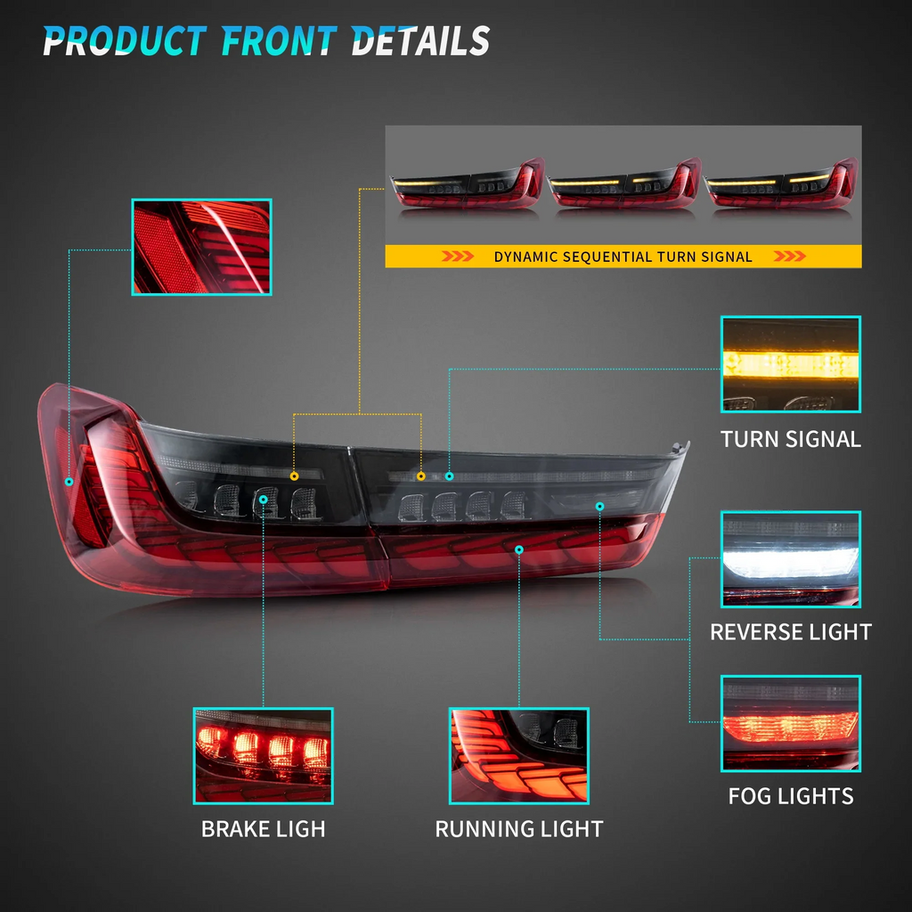 Suitable for BMW 3 Series/M3 G20/ G28/ G80 (2019-2022) LED Tail Light Assembly with Start-up Animation