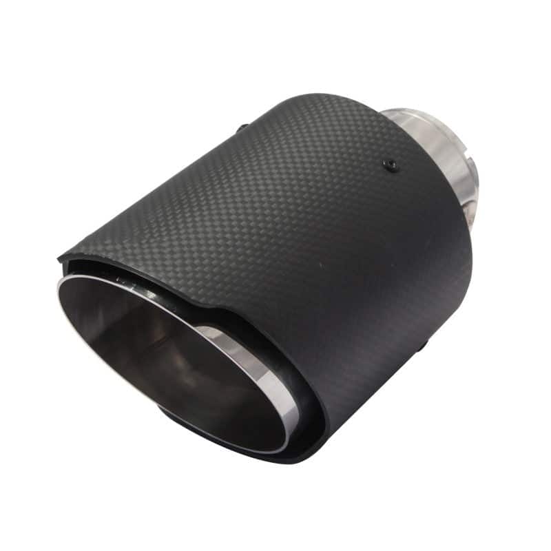 Car exhaust pipe tip single pipe carbon fiber black