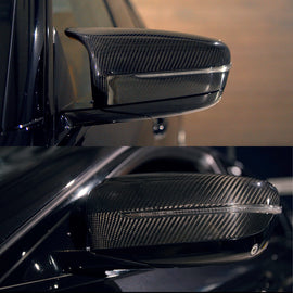 Dry Carbon Fiber Replacement Mirror Caps for BMW F90 F91 F92 M5 M8 2018–2023 OEM Fit