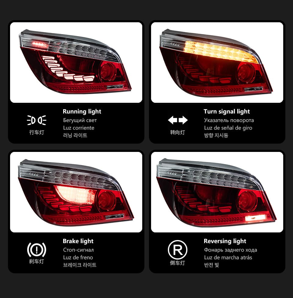 BMW 5 Series E60 LED Tail Lights Dragon Scale Style (2003–2010)