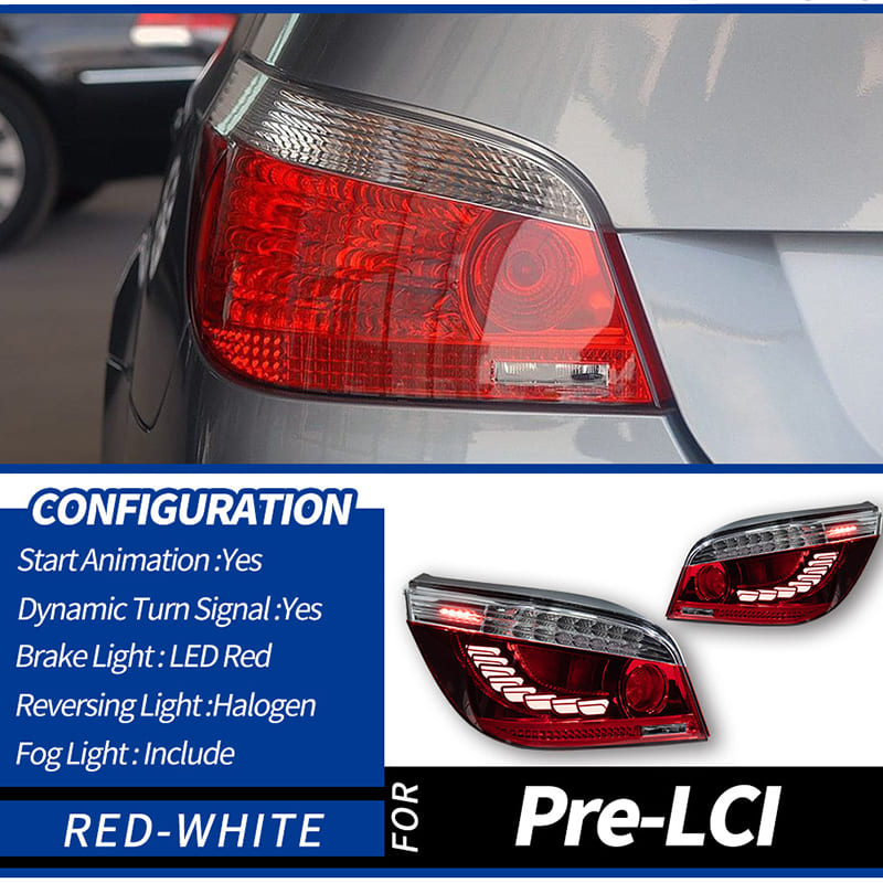 BMW 5 Series E60 LED Tail Lights Dragon Scale Style (2003–2010)