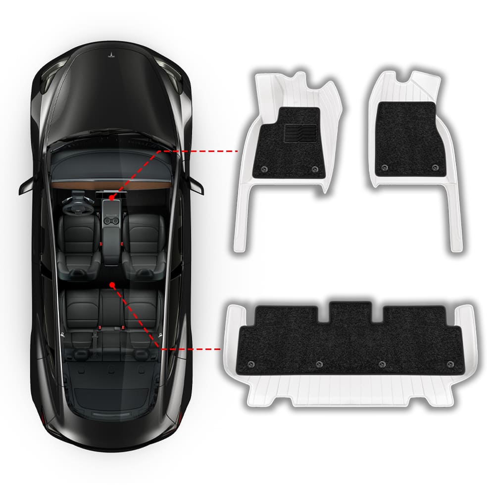 Tesla Model 3/Y/Highland/Juniper All-Weather Leather Floor Mats Interior Liners