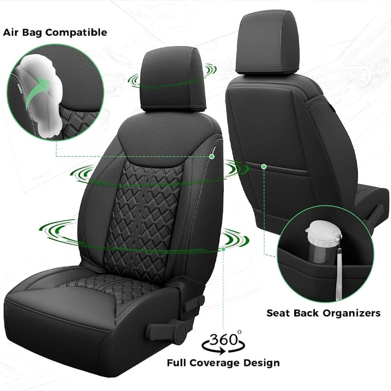 Jeep Wrangler JK JL Seat Covers 2007–2026 2 Door & Unlimited Custom Fit Leather